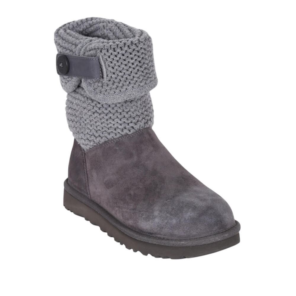 UGG Womens Shaina Mid Calf Boots US 5 EU 36 Gray Suede Knitted NWOB